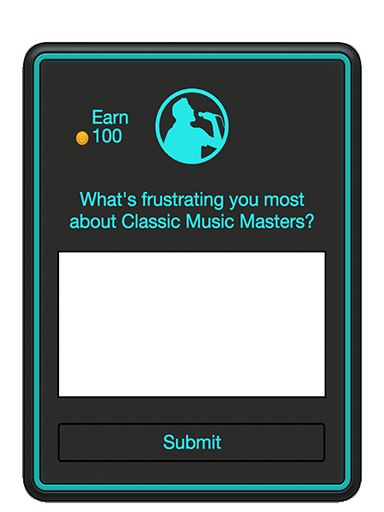 In-app popup for player feedback